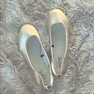 Silver Ballet Flats